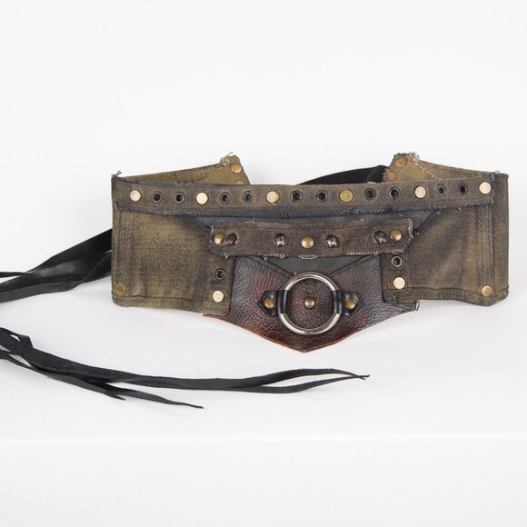 SOLD  ROYAL PEASANTRY HANDMADE LEATHER AND CANVAS MAD MAX WASTELAND WRAP BELT - Picture 2 of 11